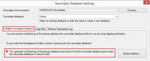 Initialize Secondary Database