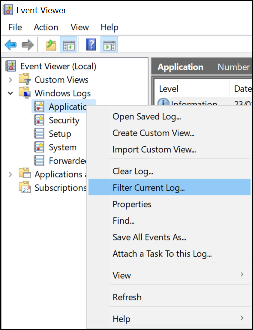 filter current logs